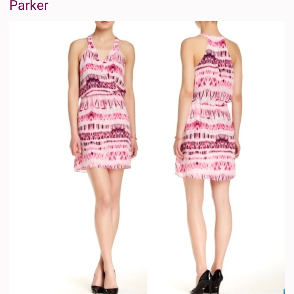 Parker Pink and White Halter Sundress for Wedding Guest
